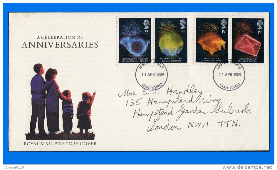 GB 1989-0001, Collection Of 3 FDCs Of The Year, Royal Mail With Cachet (3 Scans) - 1981-1990 Decimal Issues