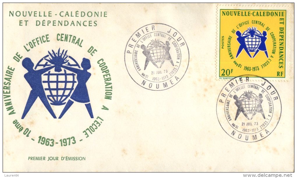 (313) New Caledonia FDC Cover - Premier Jour De Nouvelle Caledonie - 1973 - Cooperation - FDC