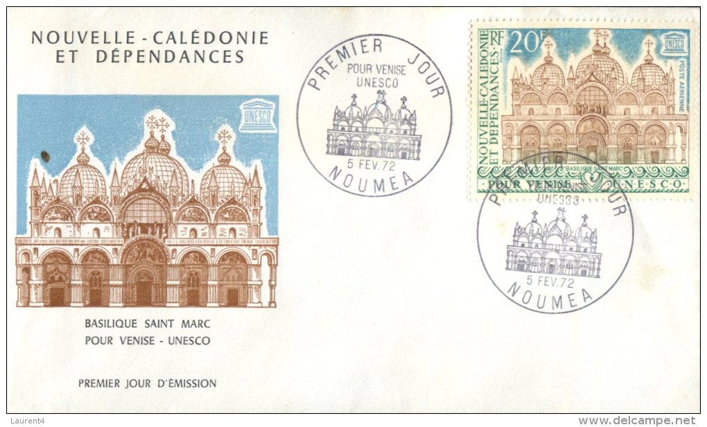 (313) New Caledonia FDC Cover - Premier Jour De Nouvelle Caledonie - 1972 - Venise Basilica St Marc For UNESCO - FDC