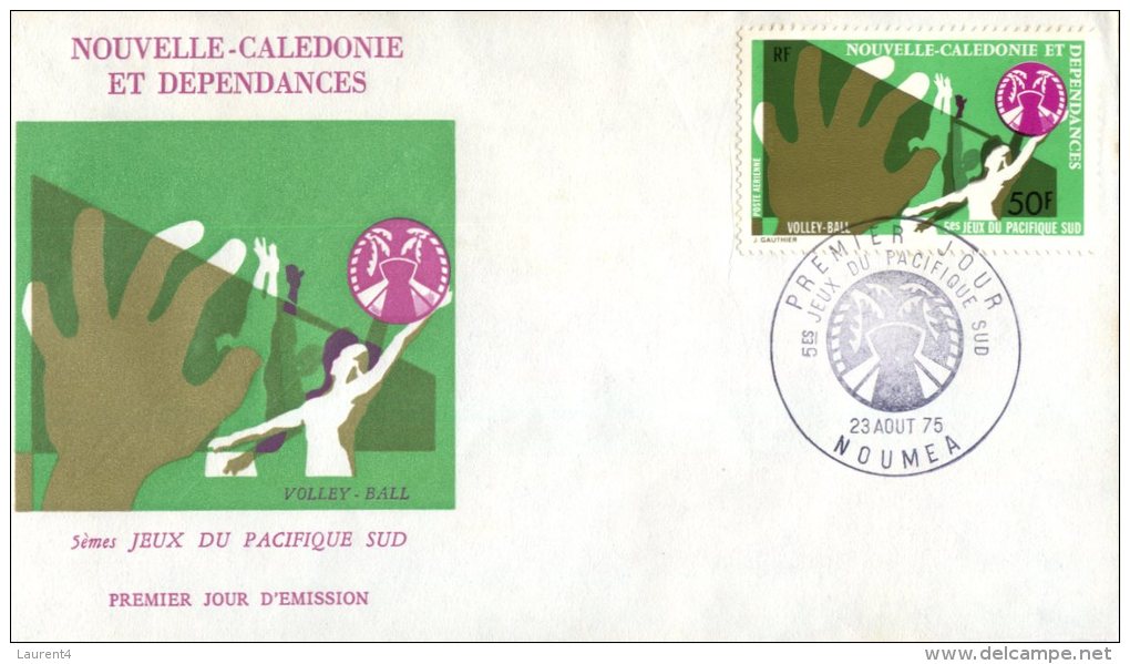 (313) New Caledonia FDC Cover - Premier Jour De Nouvelle Caledonie - 1975m- Jeux Du Pacifique Sud (Volley Ball) - FDC