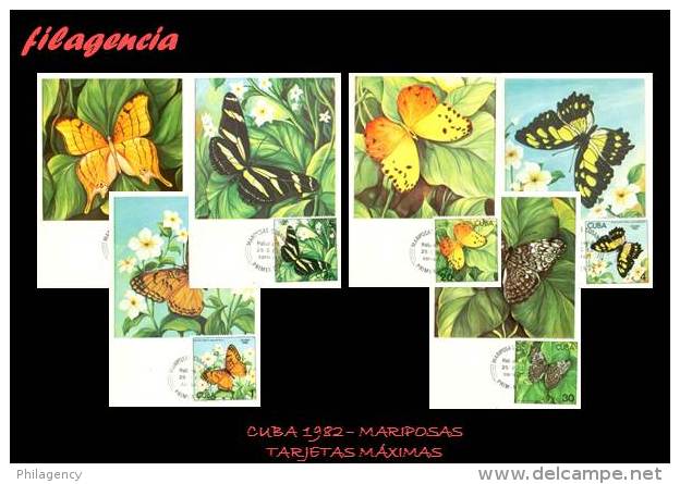 CUBA. ENTEROS POSTALES. TARJETAS MÁXIMAS 1982. MARIPOSAS - Maximumkarten