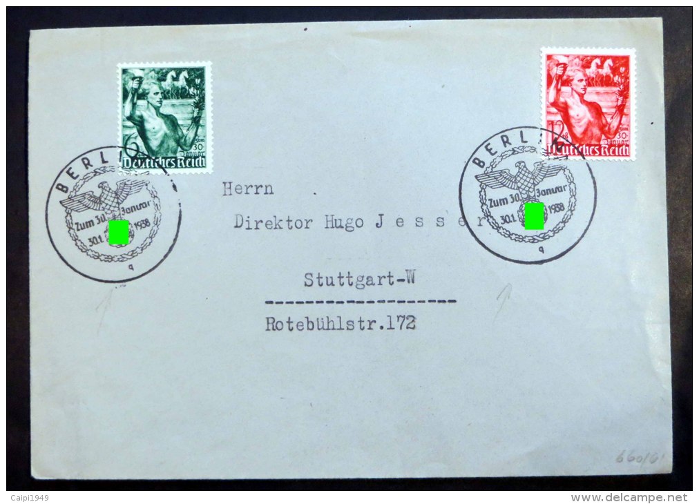 "Berlin Zum 30. Januar 30.1.1938", 2mal Klar Abgeschlagen Auf Umschlag Mit Mi.Nr. 660/61. - Briefe U. Dokumente