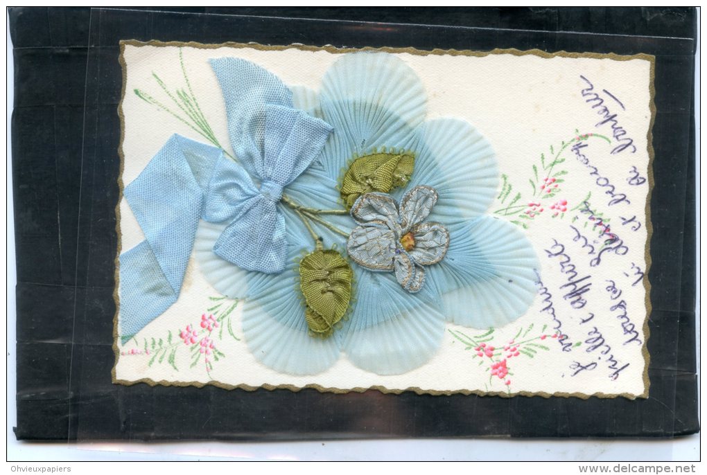 Fleur , Tissu , Broderie , Tres Belle Carte - Embroidered