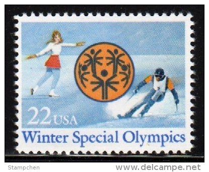 1985 USA Winter Special Olympics Stamp Sc#2142 Ice Skate Skiing - Skateboard