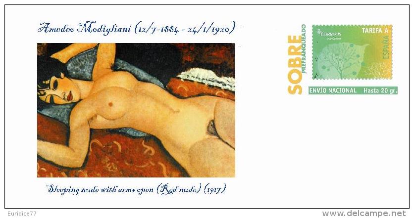 Spain 2013 - Amedeo Modigliani  Nudes  - Special Prepaid Cover - Desnudos