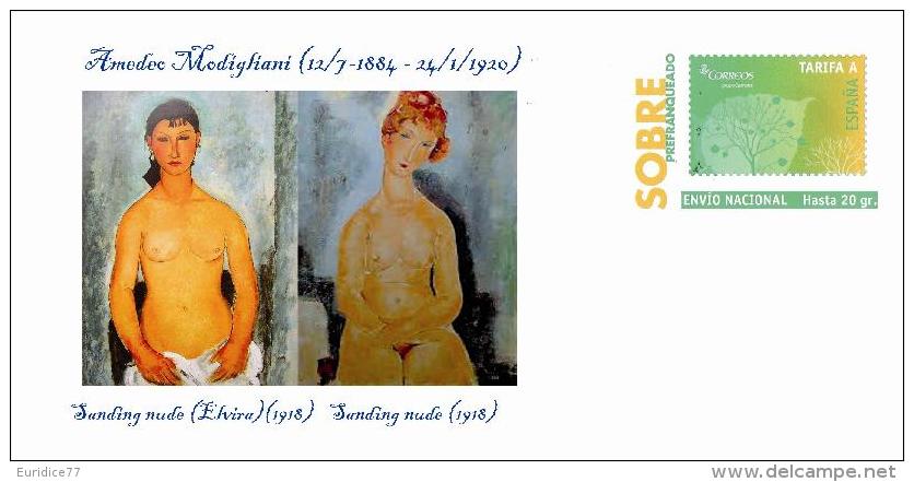 Spain 2013 - Amedeo Modigliani  Nudes  - Special Prepaid Cover - Desnudos