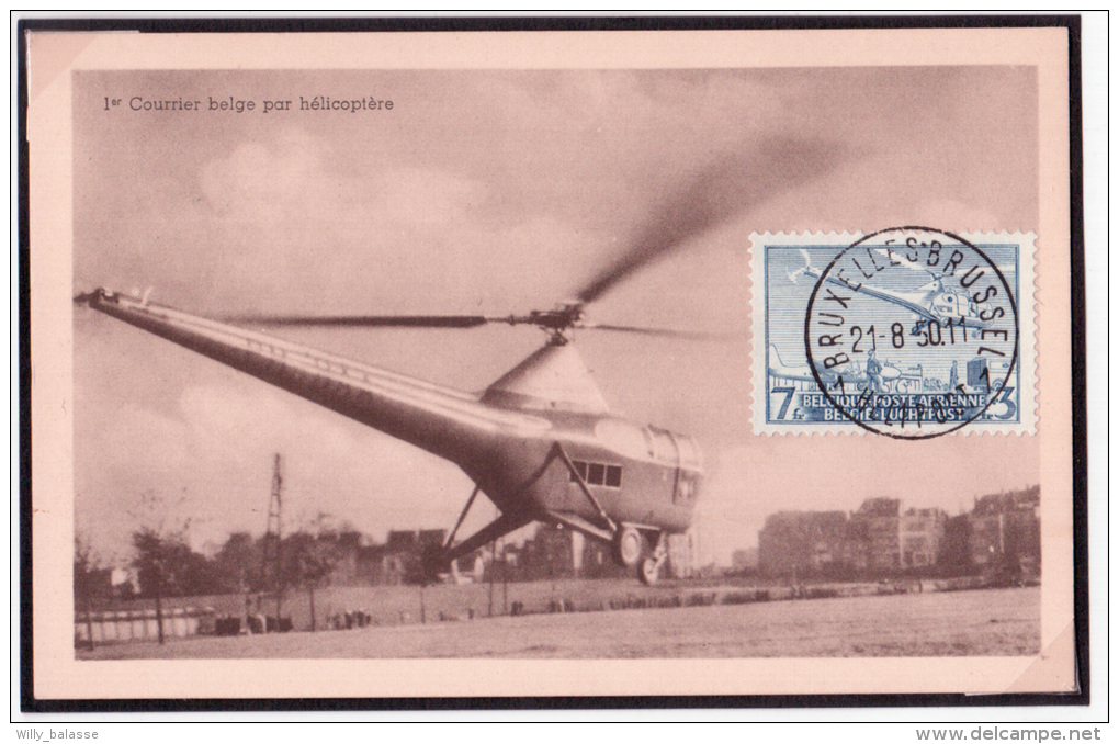 1950 , Carte Maximum Affr. PA 25, 1er Courrier Belge Par Hélicoptère. - 1934-1951
