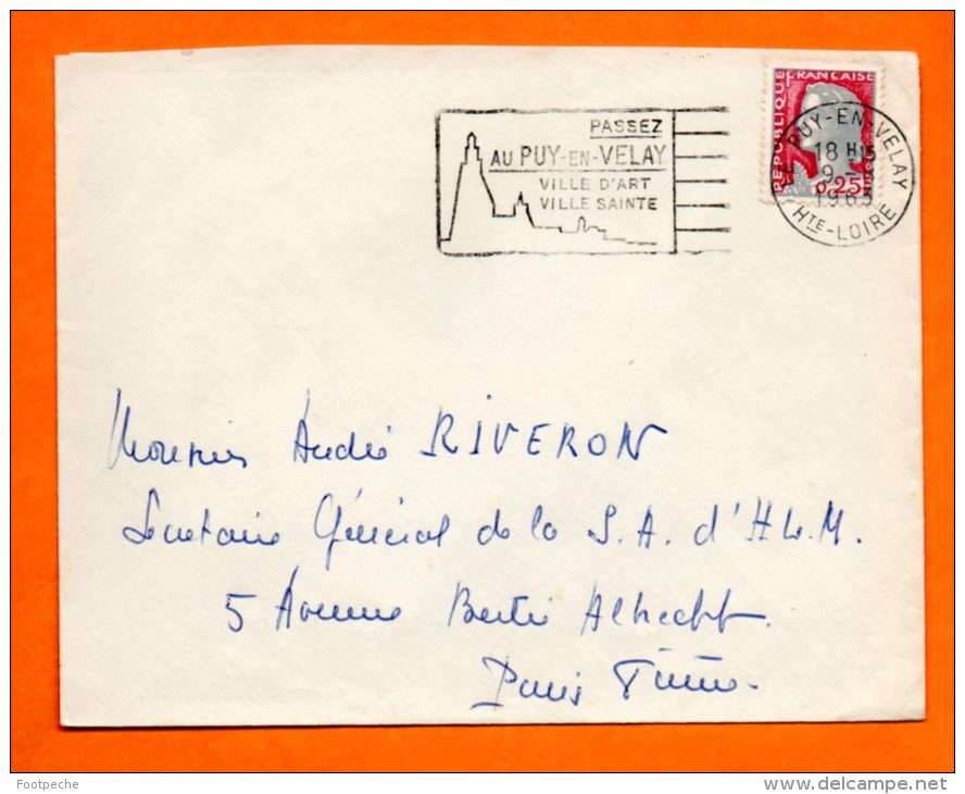 PUY EN VELAY      VILLE SAINTE   9  / 8 / 1963       Lettre Entière N° D 621 - Mechanical Postmarks (Advertisement)