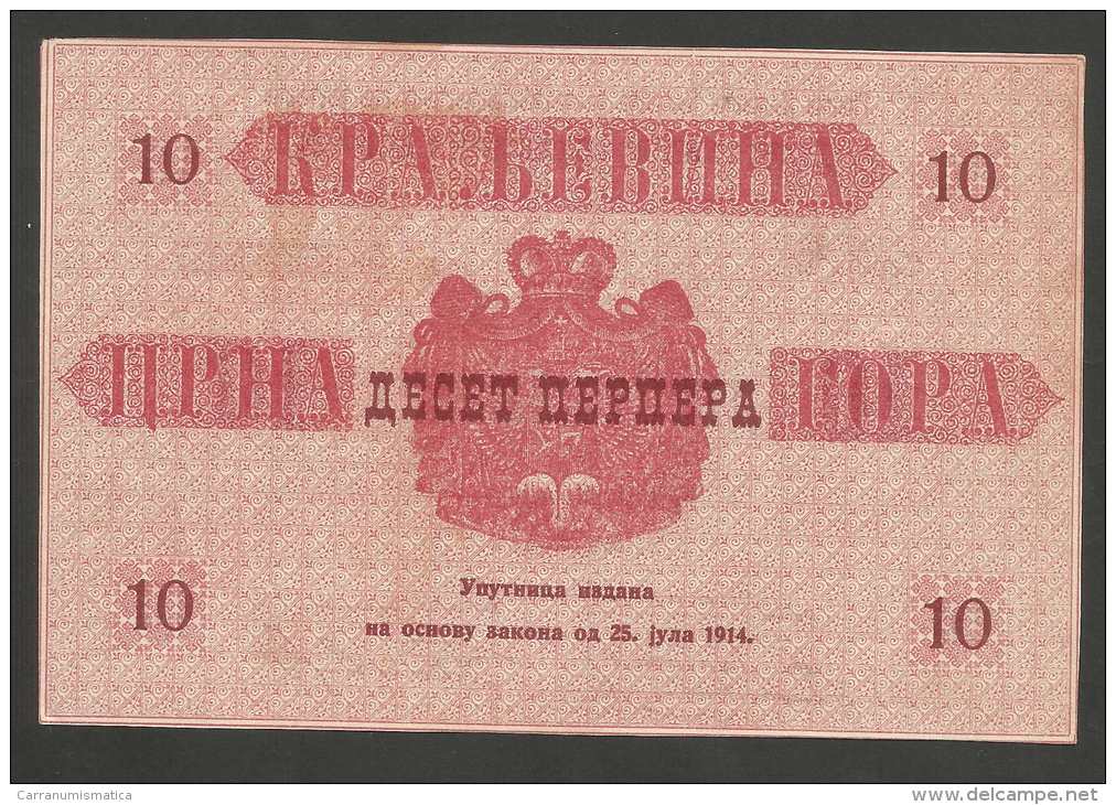 [NC] MONTENEGRO - 10 PERPERA (1914) - NO OVERPRINT Or VALIDATION STAMP - Yugoslavia