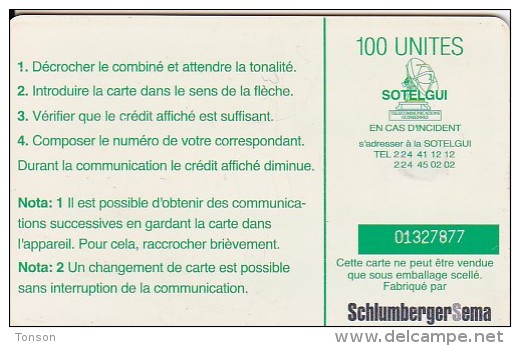 Guinea, GUI-D8, 100 Unites, Léfas Et Paniers, 2 Scans.    SchlumbergerSema Logo. - Guinee