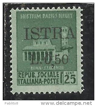 OCCUPAZIONE JUGOSLAVIA YUGOSLAVIA ISTRIA 1945 SURCHARGE ITALY SOPRASTAMPATO ITALIA 50 SU 25 CENTESIMI MNH - Occ. Yougoslave: Istria