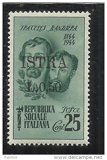 OCCUPAZIONE JUGOSLAVIA YUGOSLAVIA ISTRIA 1945 SURCHARGE ITALY SOPRASTAMPATO ITALIA CENTESIMI 50 SU 25 MNH - Occup. Iugoslava: Istria