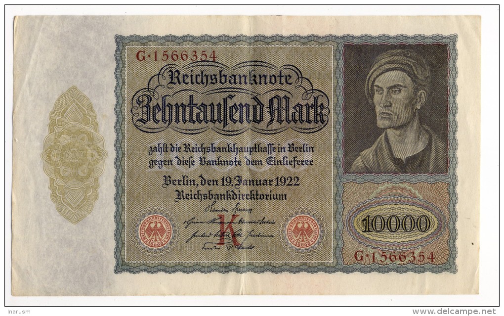 Reichsbanknote  -  10 000 Mark  -  19/01/1922  -  P 70 - 10000 Mark