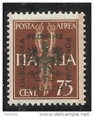 LUBIANA 1944 OCCUPAZIONE TEDESCA BENEFICENZA SOPRASTAMPATO D'ITALIA ITALY OVERPRINTED 75 CENT. +  20 LIRE MNH - Occ. Allemande: Lubiana