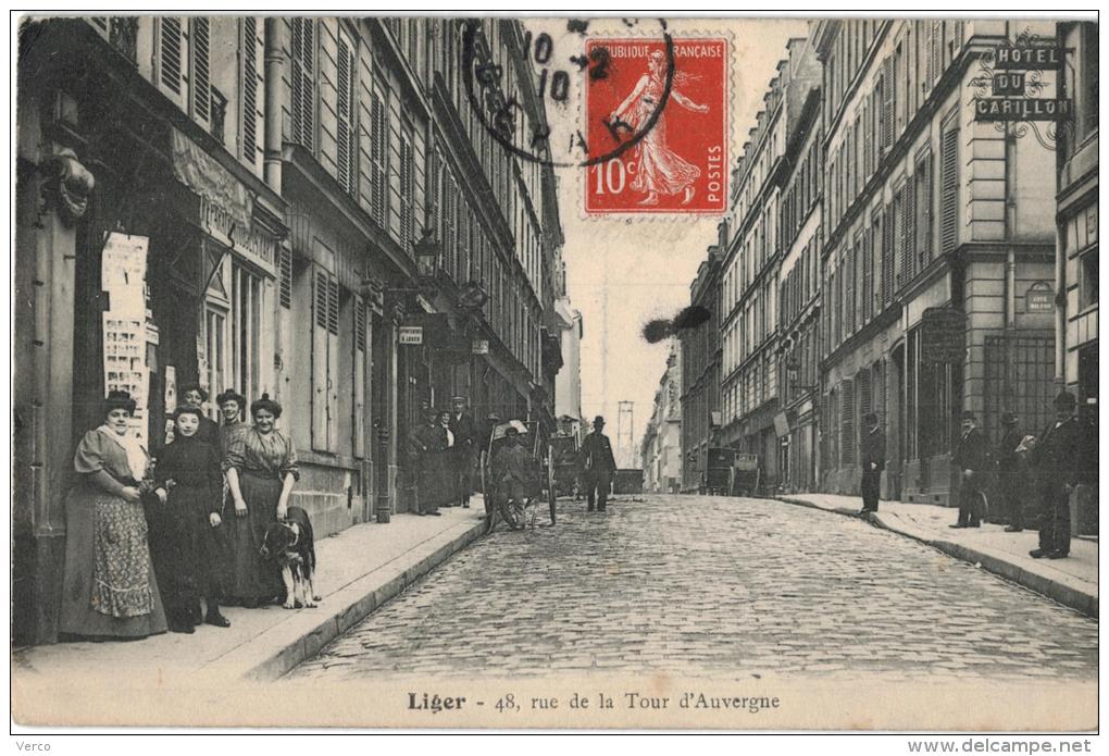 Carte Postale Ancienne De : PARIS -LIGER-Rue De La Tour D'Auvergne - Arrondissement: 09