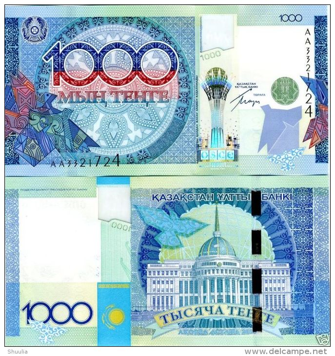 Kazakhstan 1000 Tenge 2010 Pick 35 UNC - Kazakistan