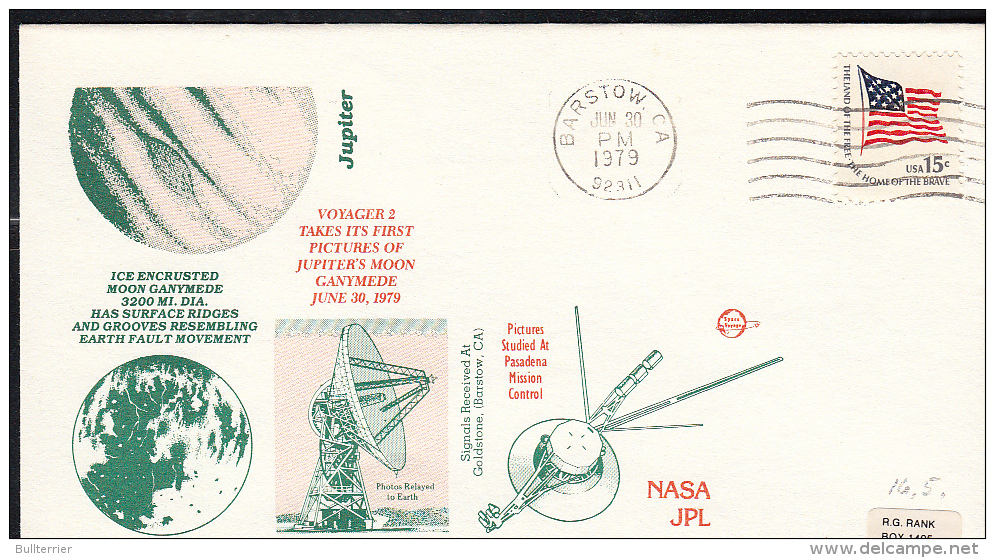 SPACE - USA - 1978 - VOYAGER TWO FIRST PHOTOS OF GANYMEDE  SPECIAL COVER WITH PASADENA  POSTMARK - Etats-Unis