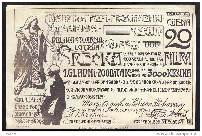 LOTTERY TICKETS      Beggars Society    ZAGREB  CROATIA   1900 - Lotterielose