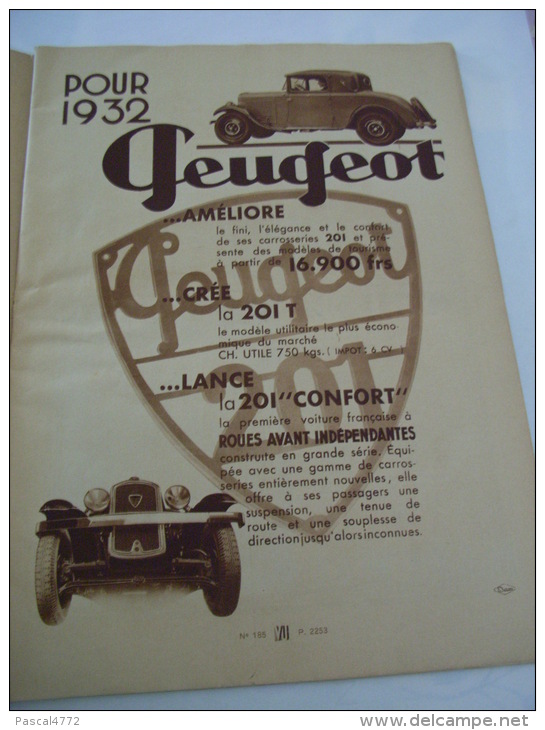 VU LE SALON DE L'AUTOMOBILE N°V185 SEPTEMBRE 1931 PEUGEOT RENAULT MATHIS DELAGE CADILLAC ROLLS PANHARD HISPANO BUGATTI - Autres & Non Classés