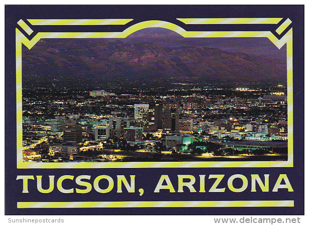 Aerial View Evening Descends On Tucson Arizona - Tucson