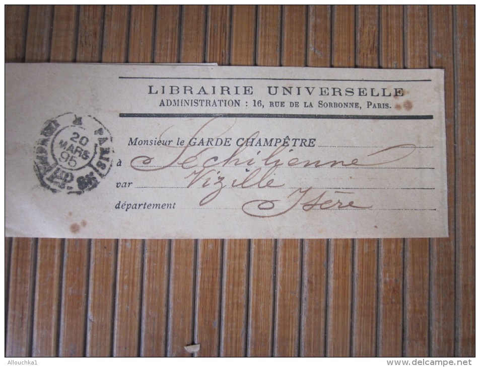 Bande De Journal 20 Mars 1895 Paris P.P. De La Librairie Universelle Pour Garde Champêtre à  Vizille Dans L'Isère - Newspapers