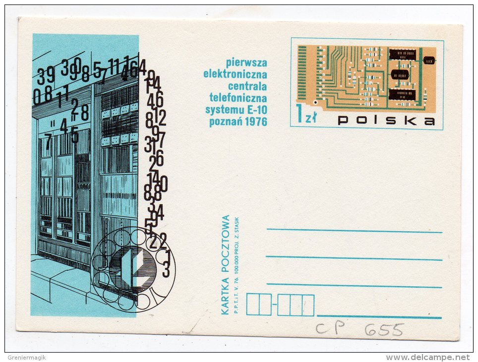 Pologne Entier Postal N°655 1976 Le Premier Système D'échange De Téléphone électronique E-10 Poznan - Stamped Stationery