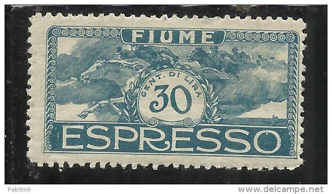 FIUME 1920 EFFIGIE D´ANNUNZIO ESPRESSO SPECIAL DELIVERY CENT. 30 MLH - Fiume