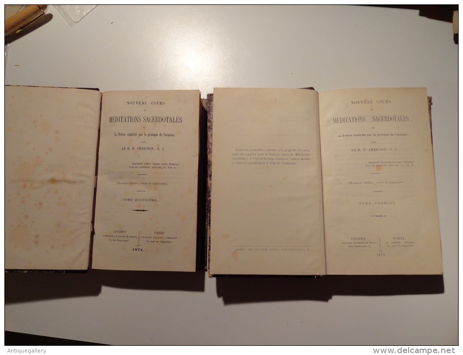 NOUVEAU COURS DE MEDITATIONS SACERDOTALES PAR R.P CHAIGNON (1871)TOME 1&4 - 1801-1900