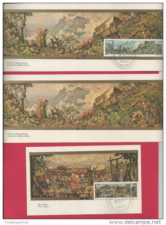 SOUTH AFRICA  , 3 Postcards Embroyderies In Voortrekker Monument (with Stamps) - South Africa