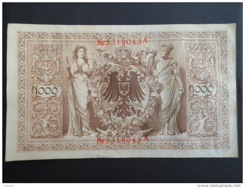 1910 A - 21 Avril 1910 - Billet 1000 Mark - Allemagne - Série A : N° 5318043 A - ReichsBanknote Deutschland Germany - 1000 Mark