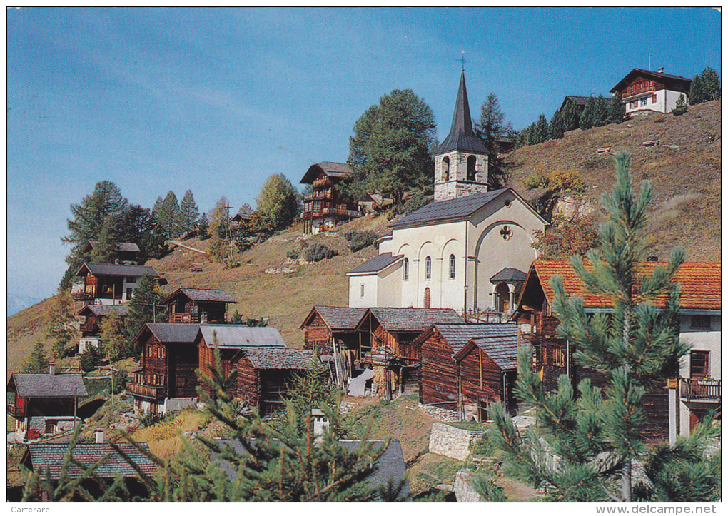 SUISSE,SCHWEIZ,SVIZZERA,HELVETIA,SWISS,SWITZERLAND ,VALAIS,SIERRE,VAL D´ANNIVIERS,CHANDOLIN,IL YA + 20 ANS,EGLISE,CHALET - Anniviers