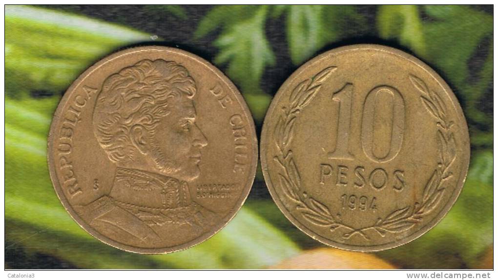 CHILE -  10 Pesos 1994  KM228 - LIBERTADOR. B. O'HIGGINS  - - Chili