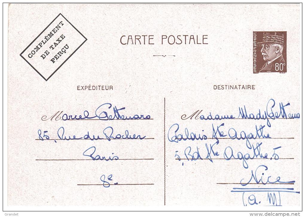 ENTIER POSTAL - PETAIN - FRANCHISE MILITAIRE - CPFM -  RABAT - SURCHARGE - TAXE PERCUE - 1942 - PAR AVION - 80c - - 1941-42 Pétain
