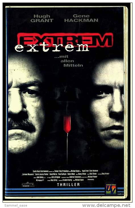 VHS Video Thriller ,  Extrem... Mit Allen Mitteln  -  Mit : Hugh Grant, Gene Hackman  -  Von 1998 - Action, Adventure