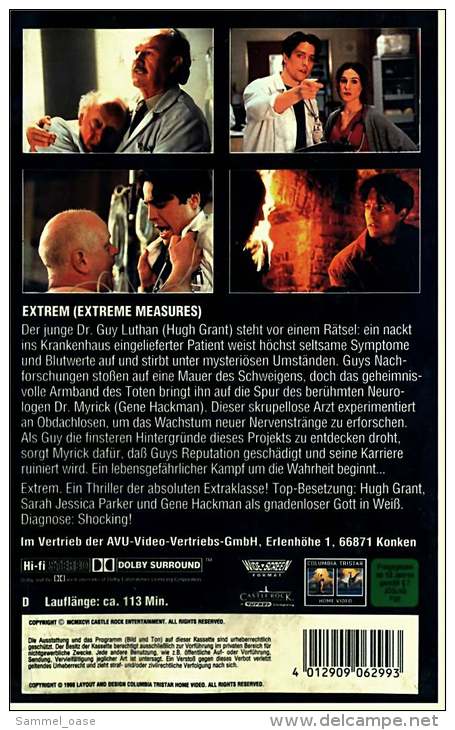 VHS Video Thriller ,  Extrem... Mit Allen Mitteln  -  Mit : Hugh Grant, Gene Hackman  -  Von 1998 - Action, Adventure