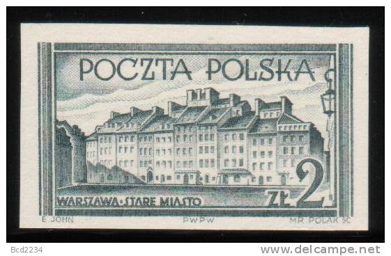 POLAND 1953 WARSAW HISTORICAL BUILDINGS IMPERF BLACK PROOF NHM ( NO GUM) Architecture UNESCO World Heritage Site - Essais & Réimpressions