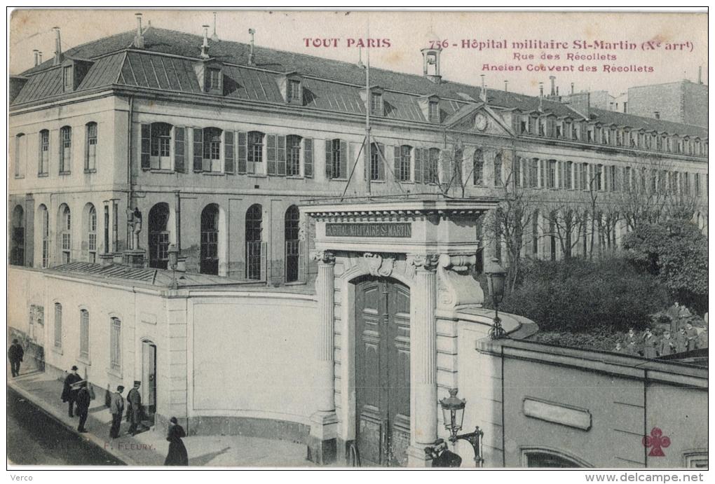 Carte Postale Ancienne De : PARIS -Hôpital Militaire Saint Martin - Santé, Hôpitaux