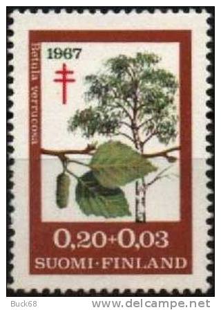 FINLANDE Poste 593 ** Surtaxe Bouleau Feuille Et Fruit Croix De Lorraine - Unused Stamps