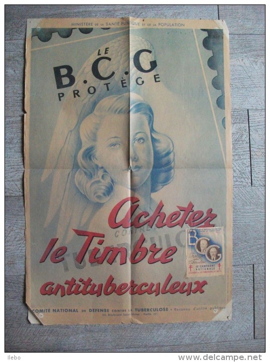 Vieille Affiche Timbre Antituberculeux Vers 1950 Wilquin Santé Publique Vignette - Plakate