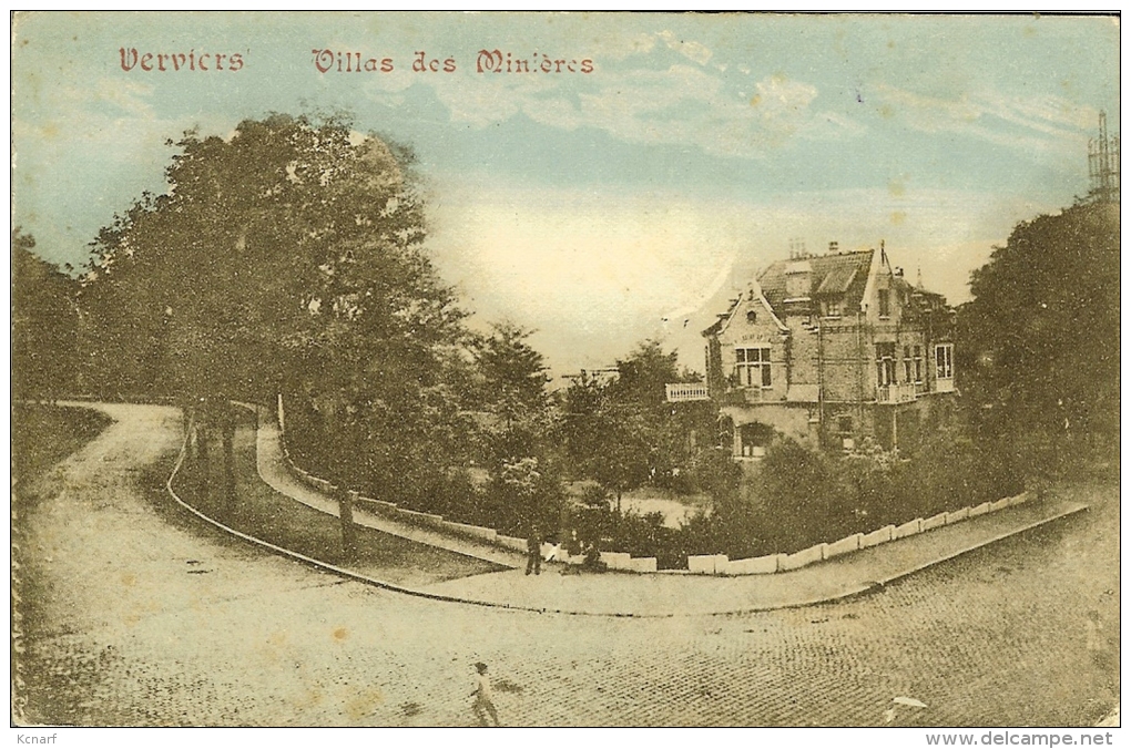 N° 168 Avec Cachet Postes Militaires 1 Sur CP De VERVIERS " Villas Des Minières " . - 1919-1920 Roi Casqué