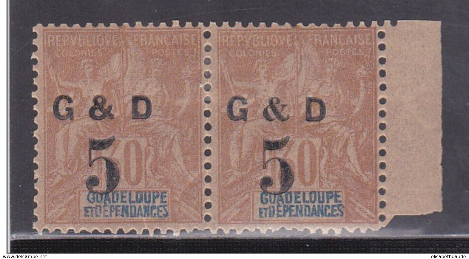 GUADELOUPE - 1903 - YVERT N°45 * PAIRE AVEC 2 TYPES DIFFERENTS SE TENANT - GROUPE - - Neufs