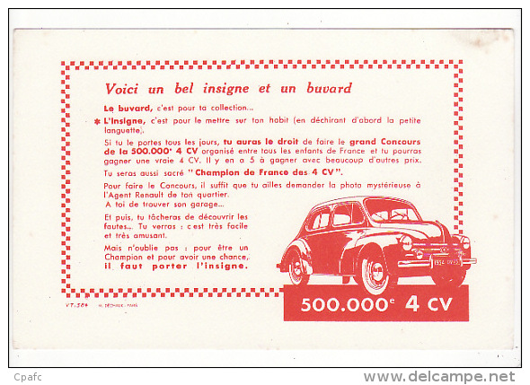 Buvard Voiture 4 CV ,concours Pour Gagner Une 4 CV (Renault) - Automotive