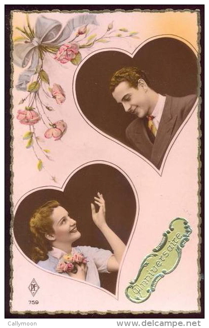 CP - Coeurs, Amour - Bon Anniversaire - Vers 1940. - Couples