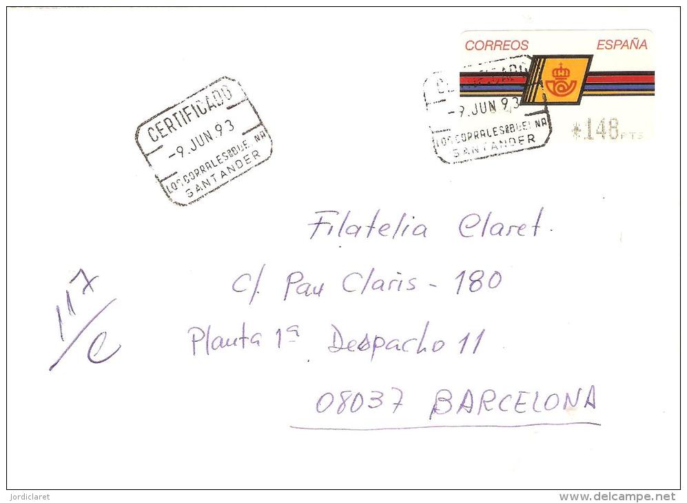 CARTA CERTIFICADA ETIQUETA 1993 LOS CORRALES DE BUELNA - Cartas & Documentos