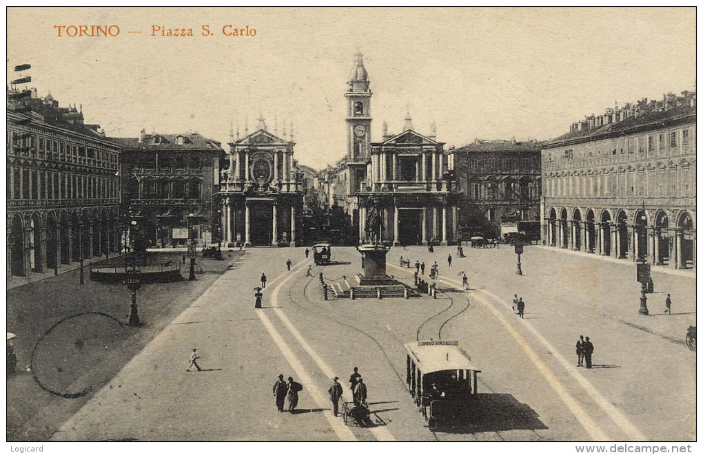 TORINO PIAZZA SAN CARLO ANIMATA 1916 - Places