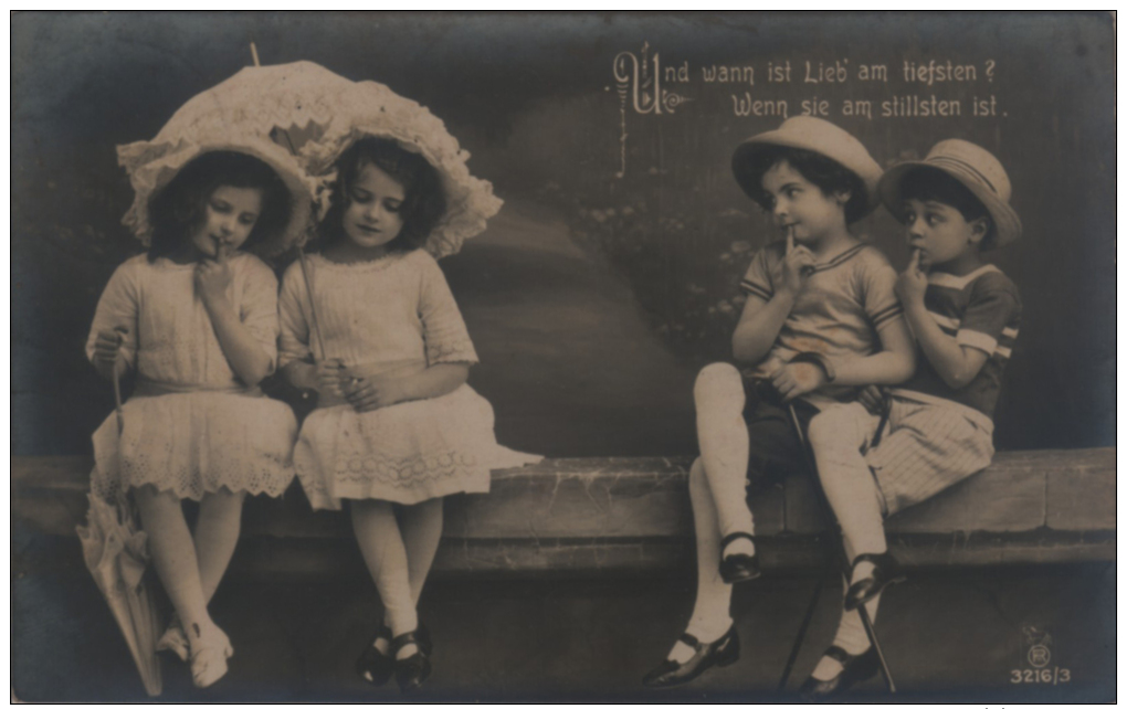 2 German B&amp;W Postcards - Two Pairs Of Children In Love - RPH 3216/2 &amp; 3216/3 (1914) - Autres & Non Classés