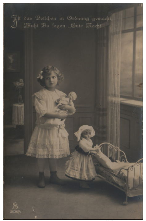 German B&amp;W 6-postcard Complete Series - Young Girl Palying With Dolls - LJSFF/NBC 3636/1 &ndash; 6 (mid-1910s) - Autres & Non Classés