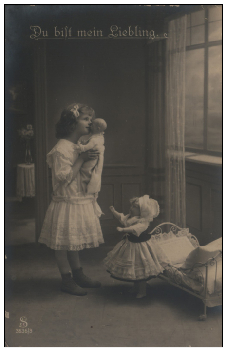 German B&amp;W 6-postcard Complete Series - Young Girl Palying With Dolls - LJSFF/NBC 3636/1 &ndash; 6 (mid-1910s) - Autres & Non Classés