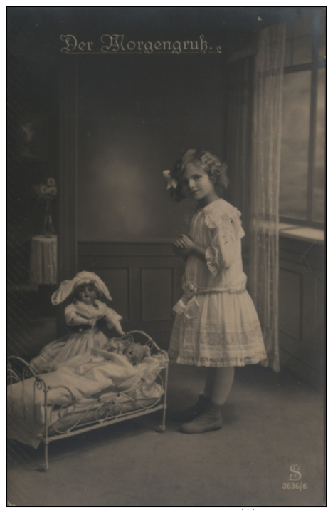 German B&amp;W 6-postcard Complete Series - Young Girl Palying With Dolls - LJSFF/NBC 3636/1 &ndash; 6 (mid-1910s) - Autres & Non Classés