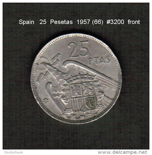 SPAIN    25  PESETAS  1957 (66)  (KM # 787) - 25 Pesetas